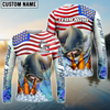 Maxcorners Fishing American Flag Bear Sun Protection Personalized Name, Team Name Long Sleeve Shirt