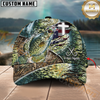 Maxcorners Fishing American Flag & Cross Design With Camo Detail Multicolor Personalized Name 3D Cap (8 Breeds)