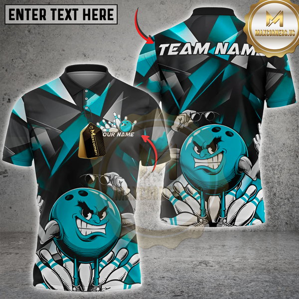 Maxcorners Angry Bowling Ball Multicolor Customized Name, Team Name 3D Shirts