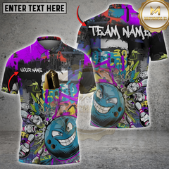 Maxcorners Graffiti Rage Bowling Jersey Multicolor Customized Name, Team Name 3D Shirts