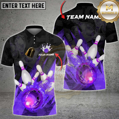 Maxcorners Bowling Strike Flame Multicolor Customized Name, Team Name 3D Shirts
