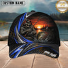 Maxcorners Fishing Skull Angler Blue Wave Personalized 3D Cap