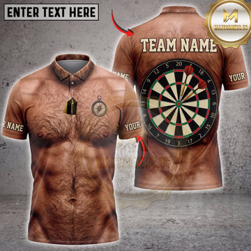 Maxcorners Darts Muscular Tan Body Classic Dartboard Personalized Name 3D Unisex Shirt