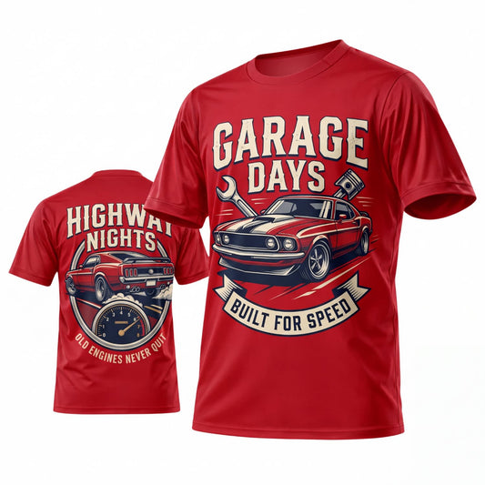 (7 Colors) Maxcorners Personalized Car Classic Muscle Car 3D T-Shirt - Red Garage Days Vintage Blue Muscle Car