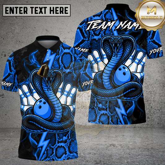 Maxcorners Cobra Bowling Snake Skin Lightning Multicolor Options Personalized Name, Team Name 3D Shirt (4 Colors)