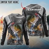 Maxcorners Walleye Fishing Gray Camo Sport Personalized Name, Team Name 3D Long Sleeve Shirt