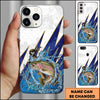 Maxcorners Fishing Phone Case Jumping Water Splash Blue Lightning Scale Pattern Personalized Name Phone Case (8 Fish Species)