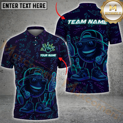 Maxcorners Bowling Neon Cool Bowler Multicolor Customized Name, Team Name 3D Shirts