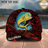 Maxcorners Fishing Red Flame Water Splash Personalized Name 3D Cap (12 Fish Species)