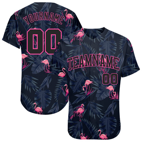 Custom Flamingo Pattern Authentic Baseball Jersey