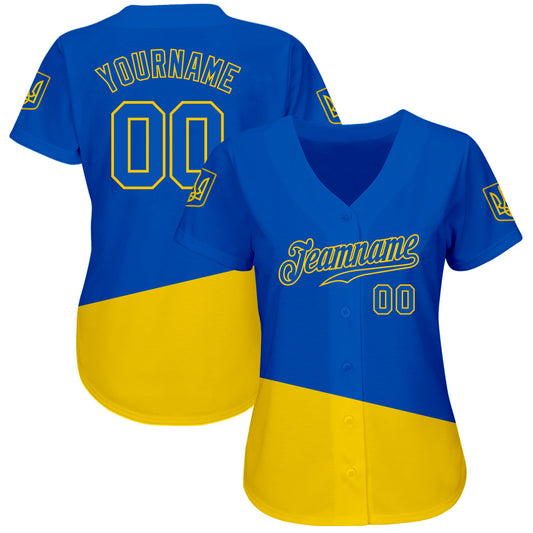 Maxcorners Custom 3D Pattern Design Ukrainian Flag Colors Glory To Ukraine Premium Baseball Jersey LM0210