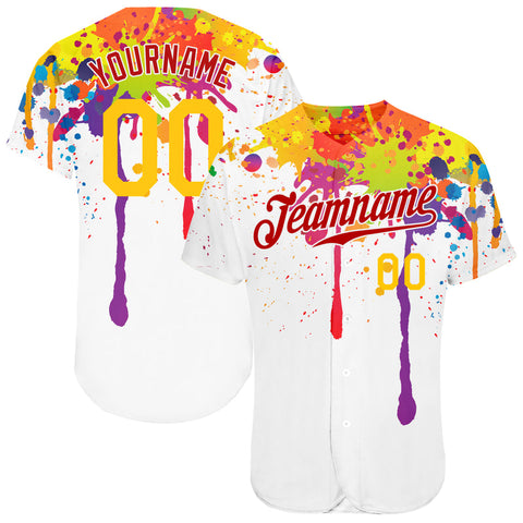 Custom Colorful Bright Ink Splashes Pattern Authentic Baseball Jersey