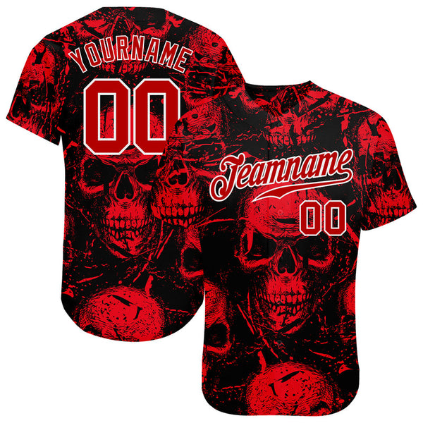 Custom Skulls Pattern Authentic Baseball Jersey