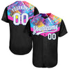 Maxcorners Custom Black White-Light Blue 3D Pattern Design Authentic Baseball Jersey LM2605