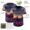 Maxcorners Custom Blue Royal-Bay Orange Texas Sunset Night Landscape City Edition Authentic Baseball Jersey LM2605