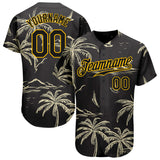 Custom Hawaii Coconut Trees Black-Gold Pattern Authentic Baseball Jersey