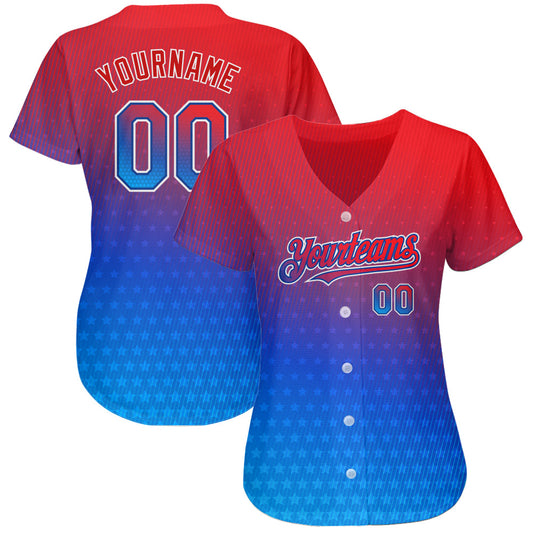 Maxcorners Custom Black Royal-Red 3D American Flag Fashion Premium Baseball Jersey LM0210