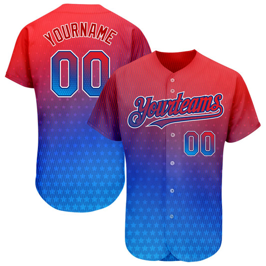 Maxcorners Custom Black Royal-Red 3D American Flag Fashion Premium Baseball Jersey LM0210