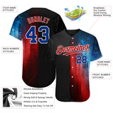 Maxcorners Custom Black Royal-Red 3D American Flag Fashion Premium Baseball Jerseys LM0210