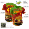 Maxcorners Custom Aurora Green Yellow-Red Foodie Fast Food Burger Authentic Baseball Jersey LM2605