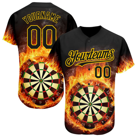Maxcorners Flame Dart Board Target 3D Pattern Design Baseball Jersey 3D Shirt