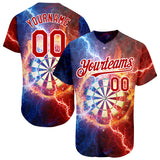 Maxcorners Black Red 3D Pattern Design Lighting Flame Dart Board Authentic Baseball Jersey 3D Shirt