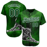 Maxcorners Personalized Text And Number Billiard Green Skull 3D Pattern Baseball Jersey Shirt