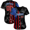 Maxcorners Custom Royal Red-White 3D American Flag Premium Baseball Jersey LM0210