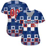 Maxcorners Custom White Red 3D American Flag Premium Baseball Jersey LM0210