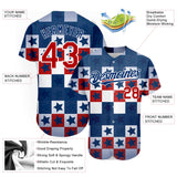 Maxcorners Custom White Red 3D American Flag Premium Baseball Jersey LM0210