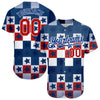 Maxcorners Custom White Red 3D American Flag Premium Baseball Jersey LM0210