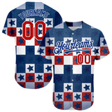 Maxcorners Custom White Red 3D American Flag Premium Baseball Jersey LM0210