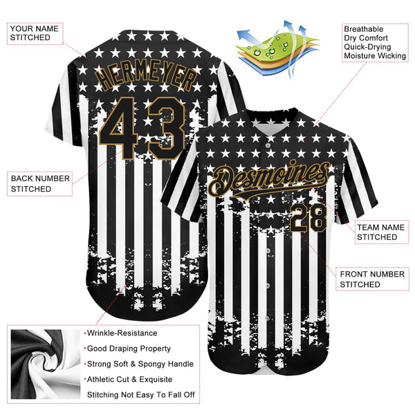 Maxcorners Custom Royal Red-White 3D American Flag Premium Baseball Jerseys LM0210