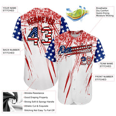 Maxcorners Custom Royal USA Flag Red-Black 3D Premium Baseball Jersey LM0210