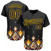 Maxcorners Custom Black Yellow 3D Pattern Design Geometric African Ethnic Style Authentic Baseball Jersey LM2605