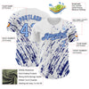 Maxcorners Custom White Light Blue-Royal 3D Pattern Design Abstract Splash Authentic Baseball Jersey LM2605