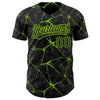 Maxcorners Custom Black Neon Green 3D Pattern Design Abstract Network Authentic Baseball Jersey LM2605