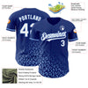 Maxcorners Custom Royal White-Light Blue 3D Pattern Design Leopard Print Fade Fashion Authentic Baseball Jersey LM2605