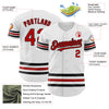 Maxcorners Custom White Red-Black Line Authentic Baseball Jersey LM2605