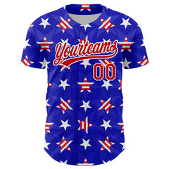 Maxcorners Custom Royal Red-White American Flag Patriotic Premium Baseball Jersey LM0210