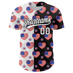 Maxcorners Custom White Red-Royal 3D American Flag Patriotic Premium Baseball Jersey LM0210