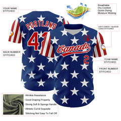 Maxcorners Custom Black Red-Royal 3D American Flag Eagle Patriotic Premium Baseball Jersey LM0210
