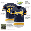 Maxcorners Custom Navy Gold-White Line Authentic Baseball Jersey LM2605