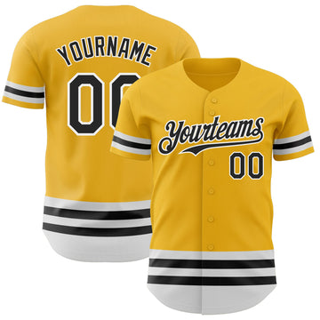 Maxcorners Custom Gold Black-White Line Authentic Baseball Jersey LM2605