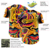 Maxcorners Custom Gold Black 3D Pattern Design Abstract Painting Authentic Baseball Jersey LM2605