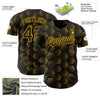 Maxcorners Custom Black Gold 3D Pattern Design Halftone Geometric Shapes Authentic Baseball Jersey LM2605