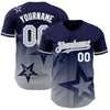 Maxcorners Custom Navy Gray-White 3D Pattern Design Gradient Style Twinkle Star Authentic Baseball Jersey LM2605