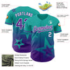 Maxcorners Custom Aqua Purple-White 3D Pattern Design Gradient Style Twinkle Star Authentic Baseball Jersey LM2605