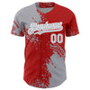 Maxcorners Custom Gray Red-White 3D Pattern Design Abstract Brush Stroke Authentic Baseball Jersey LM2605