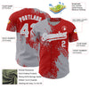 Maxcorners Custom Gray Red-White 3D Pattern Design Abstract Brush Stroke Authentic Baseball Jersey LM2605